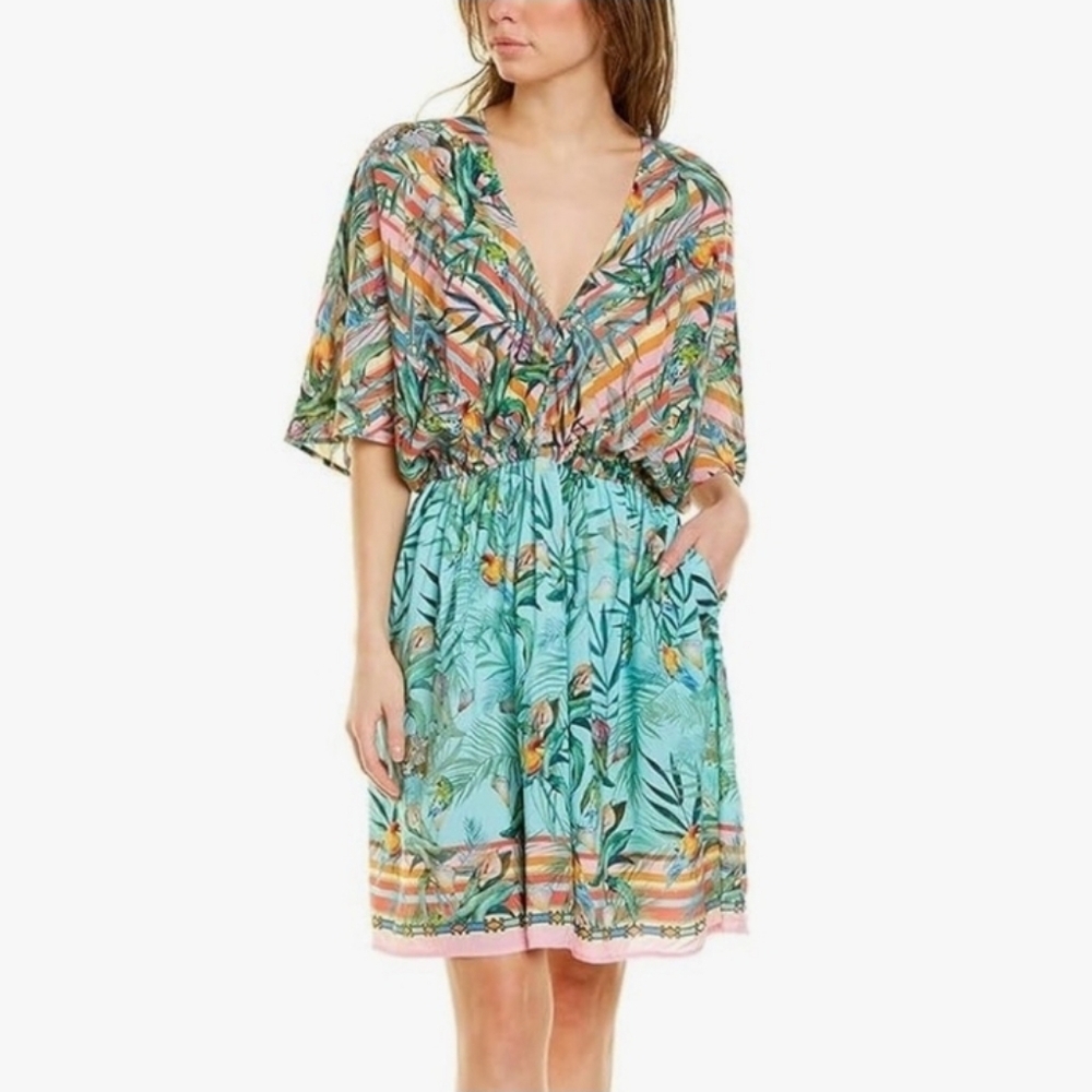 Johnny Was Taina Dolman Cover-Up Dress Multi Size 3X Boho Beach Flowy